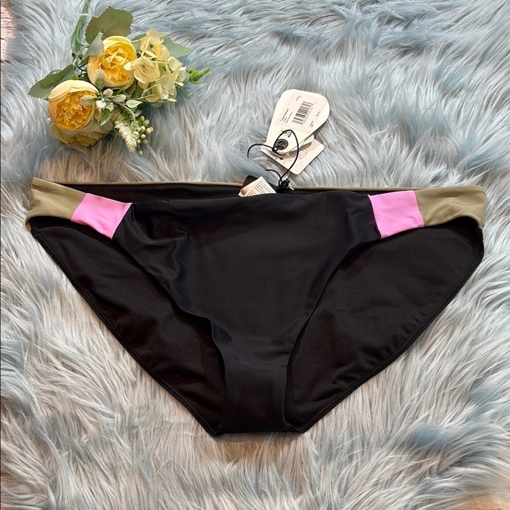 NWT Prana Tulum Bikini Bottom in Black Color Block